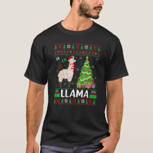 Fa La La Llama Lighting Xmas Tree Ugly Llama Chris T-Shirt