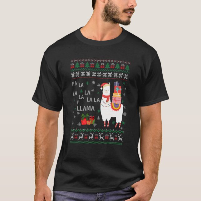 Fa La La Llama Merry Christmas Lllama  Men Women K T-Shirt (Front)