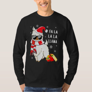 Fa La La Llama Santa Hat Ugly Christmas Women Men T-Shirt