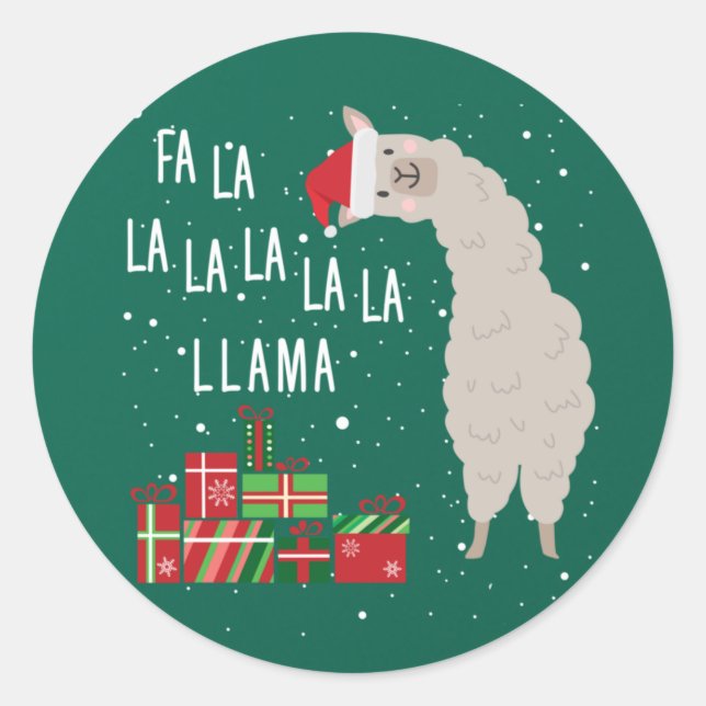 Fa La La Llama Shirt - Llama Christmas Classic Round Sticker (Front)