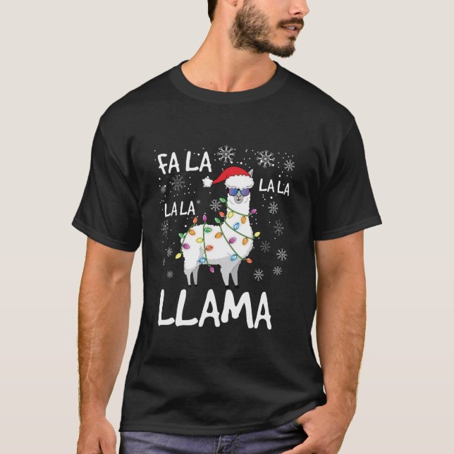 Fa La La Llama Women Men Kids Funny Llama Christma T-Shirt (Front)