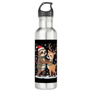 Fa La La Llama Xmas Lights Sloth Riding Llama Chri 710 Ml Water Bottle