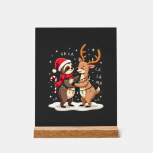 Fa La La Llama Xmas Lights Sloth Riding Llama Chri Acrylic Sign