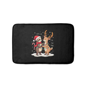 Fa La La Llama Xmas Lights Sloth Riding Llama Chri Bath Mat