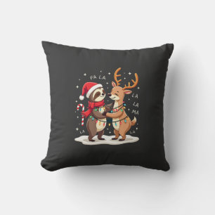 Fa La La Llama Xmas Lights Sloth Riding Llama Chri Cushion