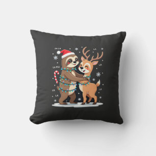 Fa La La Llama Xmas Lights Sloth Riding Llama Chri Cushion