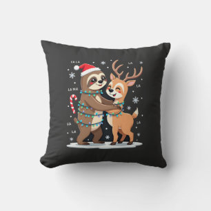 Fa La La Llama Xmas Lights Sloth Riding Llama Chri Cushion