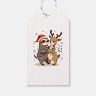 Fa La La Llama Xmas Lights Sloth Riding Llama Chri Gift Tags