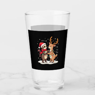 Fa La La Llama Xmas Lights Sloth Riding Llama Chri Glass