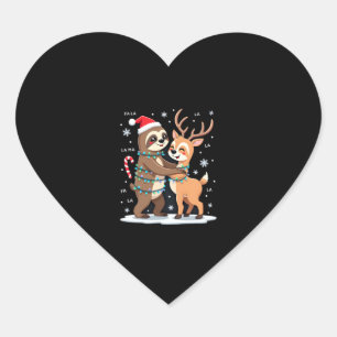 Fa La La Llama Xmas Lights Sloth Riding Llama Chri Heart Sticker