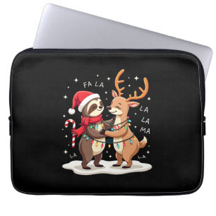 Fa La La Llama Xmas Lights Sloth Riding Llama Chri Laptop Sleeve