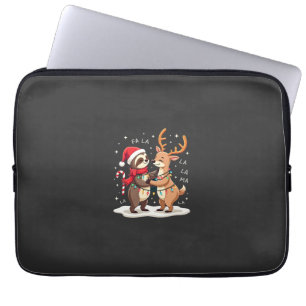 Fa La La Llama Xmas Lights Sloth Riding Llama Chri Laptop Sleeve