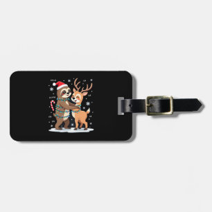 Fa La La Llama Xmas Lights Sloth Riding Llama Chri Luggage Tag