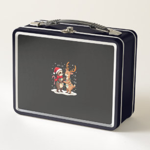 Fa La La Llama Xmas Lights Sloth Riding Llama Chri Metal Lunch Box