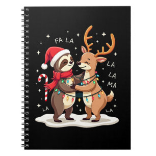 Fa La La Llama Xmas Lights Sloth Riding Llama Chri Notebook
