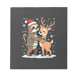 Fa La La Llama Xmas Lights Sloth Riding Llama Chri Notepad