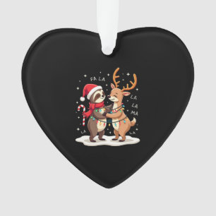 Fa La La Llama Xmas Lights Sloth Riding Llama Chri Ornament