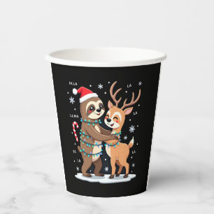 Fa La La Llama Xmas Lights Sloth Riding Llama Chri Paper Cups