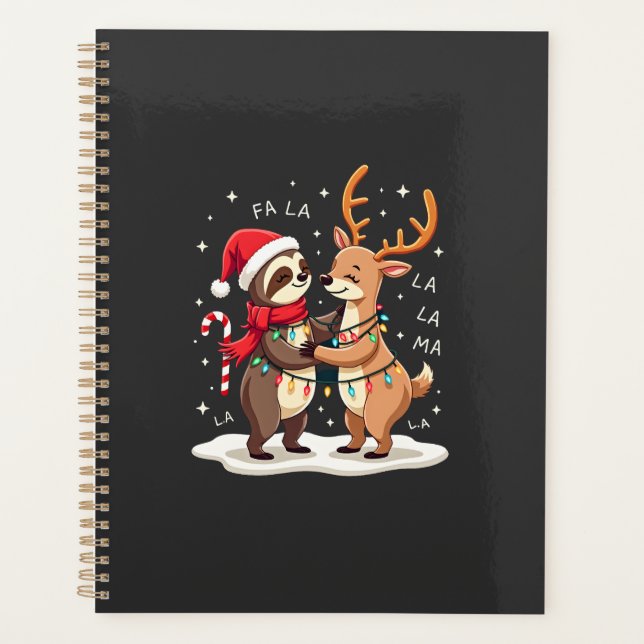 Fa La La Llama Xmas Lights Sloth Riding Llama Chri Planner (Front)