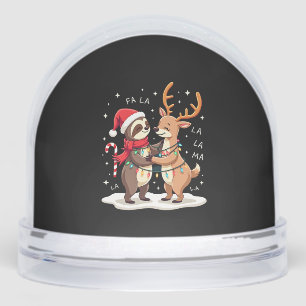 Fa La La Llama Xmas Lights Sloth Riding Llama Chri Snowglobe