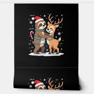 Fa La La Llama Xmas Lights Sloth Riding Llama Chri Wallpaper