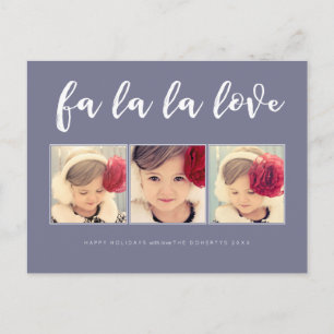 Fa La La Love Christmas 3 Photo Greeting Postcard