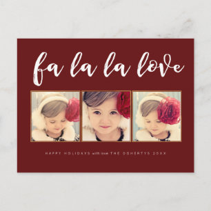 Fa La La Love Christmas 3 Photo Greeting Postcard