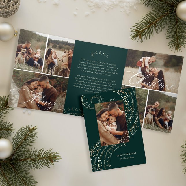 Fa La La Magical Christmas Carol Photo Gallery Tri-Fold Holiday Card (Fa La La Magical Christmas Carol Photo Gallery Tri-Fold Holiday Card)