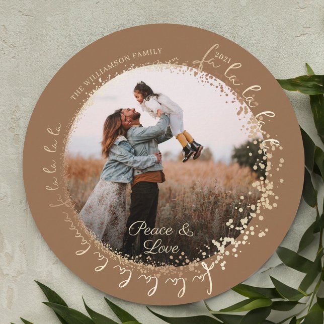 Fa La La Magical Gold Christmas Carol Song 1 Photo Holiday Card (Fa La La Magical Gold Christmas Carol Song 1 Photo Holiday Card)