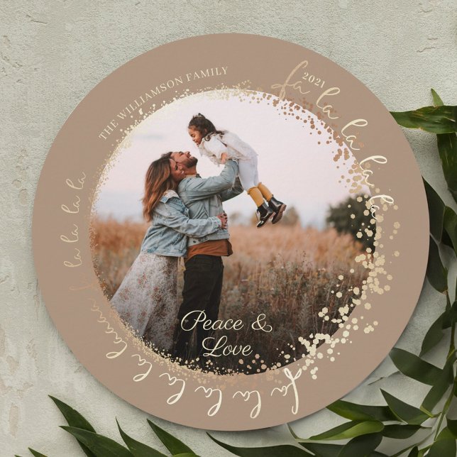 Fa La La Magical Gold Christmas Carol Song 1 Photo Holiday Card (Fa La La Magical Gold Christmas Carol Song 1 Photo Holiday Card)