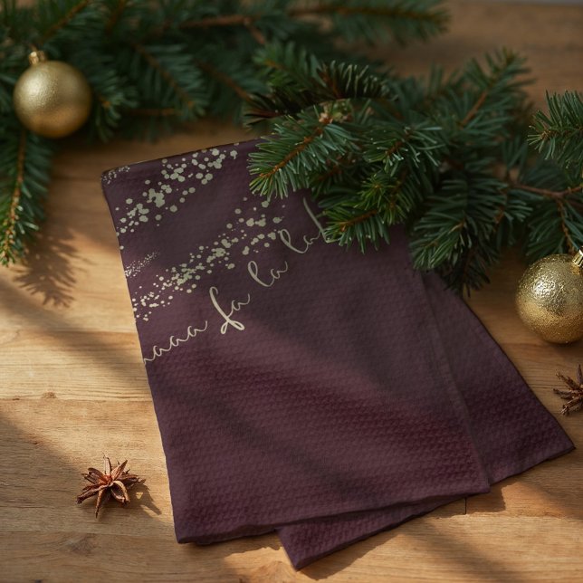 Fa La La Magical Gold Sparkle Christmas Carol  Tea Towel (Fa La La Magical Gold Sparkle Christmas Carol Kitchen Towel)