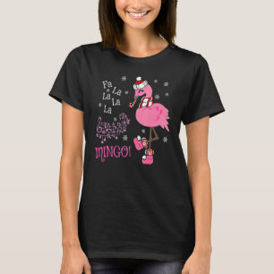 Fa La La Mingo Christmas Flamingo Santa Candy Cane T-Shirt