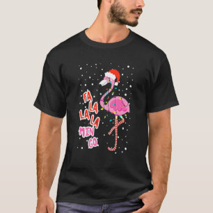 Fa La La Mingo Cute Pink Flamingo Santa Hat Merry  T-Shirt