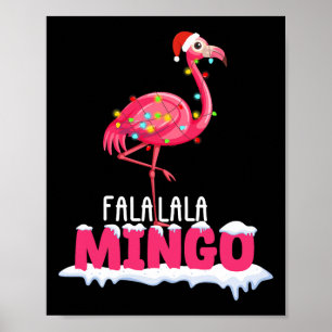 Fa La La Mingo Flamingo Christmas Cute Red Hat 202 Poster