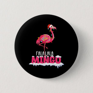 Fa La La Mingo Flamingo Christmas Cute Red Hat  6 Cm Round Badge