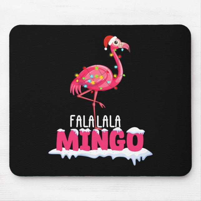 Fa La La Mingo Flamingo Christmas Cute Red Hat  Mouse Mat (Front)