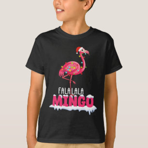 Fa La La Mingo Flamingo Christmas Cute Red Hat T-Shirt