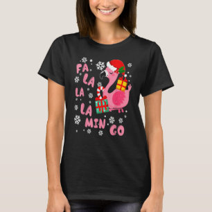 Fa La La Mingo Flamingo Christmas Santa Xmas Light T-Shirt