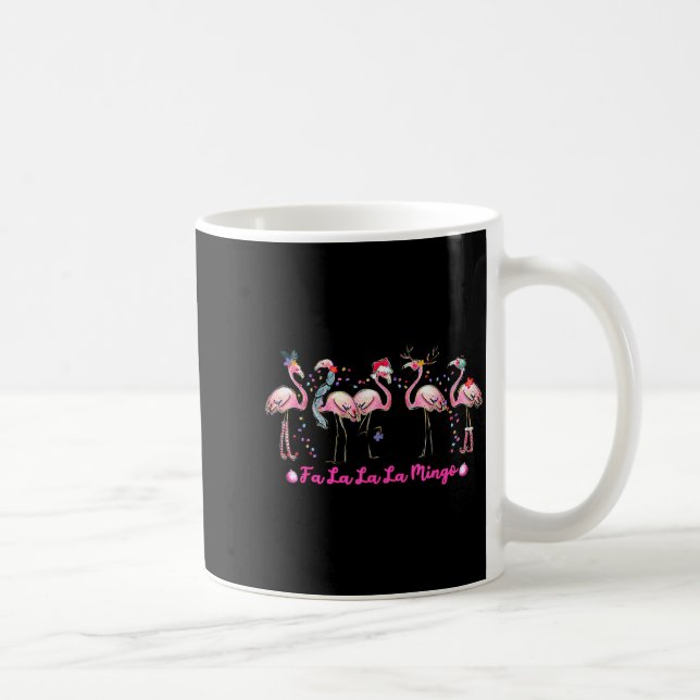 Fa La La Mingo Flamingo Christmas Tree Lights Troc Coffee Mug (Right)