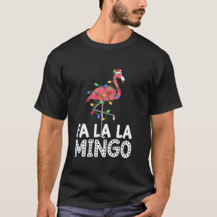 Fa La La Mingo Flamingo Christmas Tree Lights Trop T-Shirt