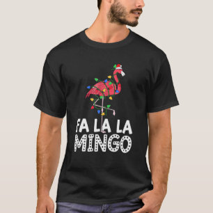 Fa La La Mingo Flamingo Christmas Tree Lights Trop T-Shirt