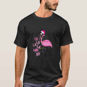 Fa La La Mingo Flamingo Christmas Tree Lights Trop T-Shirt