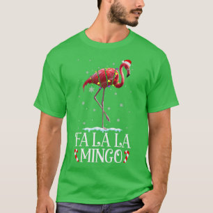 Fa La La Mingo Flamingo Christmas Tree Lights Trop T-Shirt