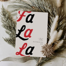 Fa La La Modern Red Retro Plaid Family Christmas