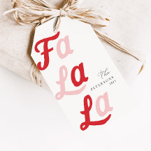 Fa La La Modern Retro Pink & Red Plaid Christmas