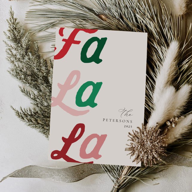 Fa La La Modern Retro Plaid Family Christmas  Holiday Card (Creator Uploaded)