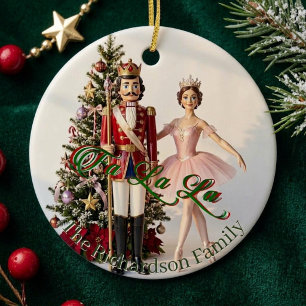Fa La La Nutcracker Baby's Christmas Family Photo Ceramic Tree Decoration