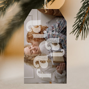 Fa La La Overlay Typography' Photo Christmas Gift Tags