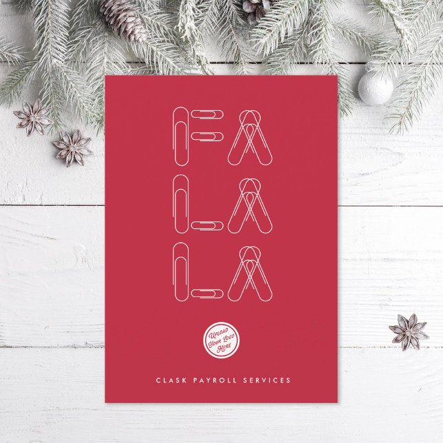 Fa La La Paperclip Business Christmas Holiday Card (Creator Uploaded)