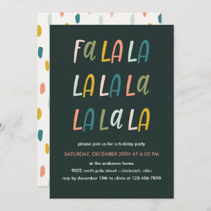 Fa la la   Pastel Colour   Holiday Christmas party Invitation